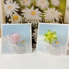 【ハンドメイド】ぷっくりお花のポニーフック／陽だまりの桜草or初夏のすずらん
