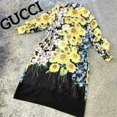 美品】現行タグ GUCCI グッチ 花柄 ロングワンピース シルク100 