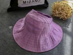 エレガント　実用的　つば広　女優帽　ドレープ調整可　折りたたみ　UV日焼け防止