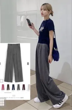 センタープレスストレートパンツ イエロー GRL レディース