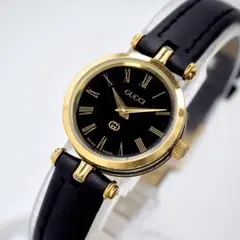 302 가동 GUCCI 시계 사이드 라인 블랙 골드 여성