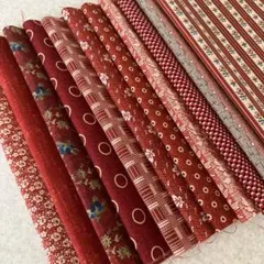 希少USA輸入生地はぎれ11枚⭐︎レッドB⭐︎まとめ売り⭐︎カットクロス⭐︎パッチワーク