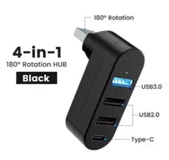 4-in-1 USBハブ ブラック