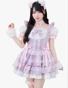 【最終値下げ】コスプレ メイド ネコピンク 紫Mumei マリームーン