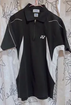 YONEX ジップポロシャツ ブラック/ホワイト M