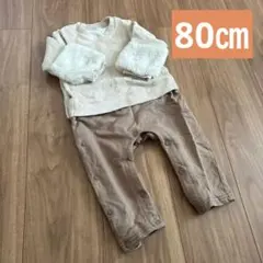 未使用★GU ベビーカバーオール　ロンパース　秋冬用　もこもこ　80センチ