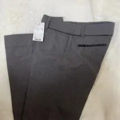 GU レディース　ピンストライプ　ワイドパンツ　ダークグレー