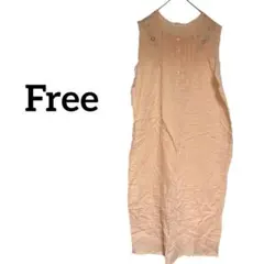 値下げ歓迎✨ オレンジ 刺繍 ノースリーブ ワンピース 【Free】 夏 薄手