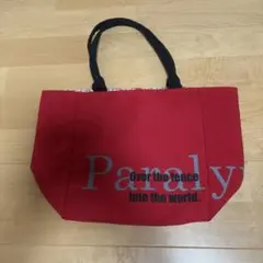 レッド トートバッグ テキストプリント