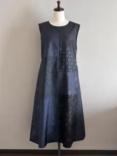 ♪着物リメイク♪ 7マルキ大島紬　パッチワンピース　ジャンパースカートにも