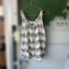 №36 美品レースバラ柄タンクトップM透け感あり