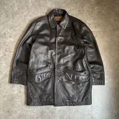 90s vintage レザージャケット ハーフコート カジュアル 羊革 黒