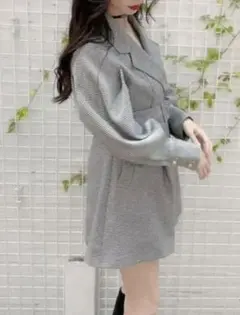 amerge レトロチェックトレンチワンピース　千鳥柄