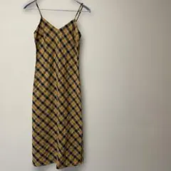 SHEIN チェック柄 キャミソールワンピース XS マスタード(イエロー)