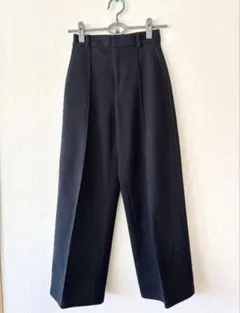 ユニクロ　ブラッシュドジャージーワイドパンツ　レディースXS ネイビー