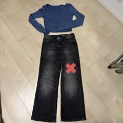 ブルー クロップドトップ