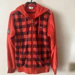 adidas フード付きジャケット L/G オレンジ/黒チェック