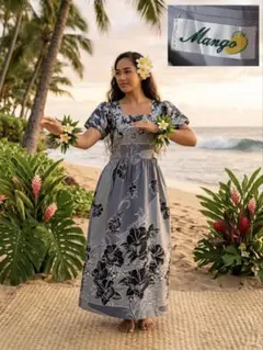 新品タグ付 Mango ハワイアンドレス ムームー グレー 未使用品