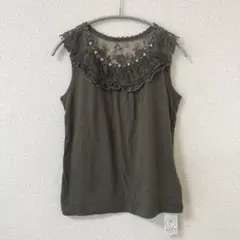 【新品タグ付き✨】axes femme レース装飾 タンクトップ カーキのサムネイル