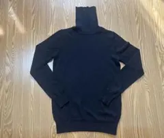 無印良品 首のチクチクを抑えたタートルネック 洗えるセーター ブラック Mサイズ