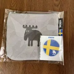 【値下げ】新品 moz ポーチ 缶バッジ セット グレー