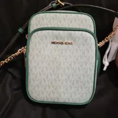 MICHAEL KORS ショルダーバッグ 緑と白のパターン