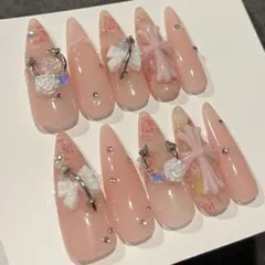 ネイルチップ 現品 オーダー ちゅるん ワンホン 韓国 y2k クロム