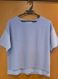 異素材薄紫グレー 半袖Tシャツとフレアスカートセットアップのサムネイル