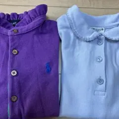 RALPH LAUREN紫ポロシャツ3T CYRILLUS 襟付水色4A/102