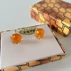 【本鼈甲製】アンバー色 シンプル 鼈甲 イヤリング 15mm 未使用