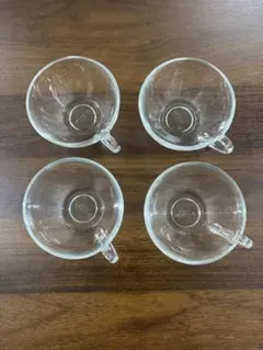 ガラス製持ち手付きカップ4個セット