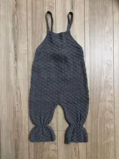 &pal ブロックチェック　ニットサロペット　チャコールグレー