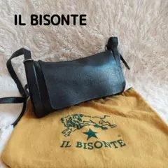 IL BISONTE イルビゾンテ フラップショルダー 筒型 レザー ブラック