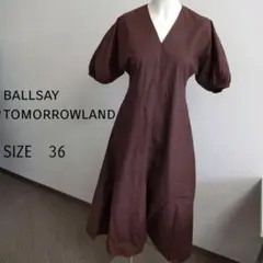 【トゥモローランドballsay】半袖 ロングワンピース パフスリーブ 細身