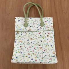 ＊MINTON 花柄トートバッグ　ホワイト　グリーンのサムネイル