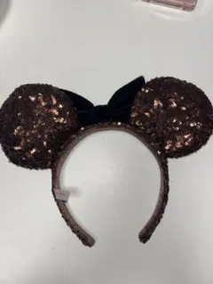 ミニー耳カチューシャ ブラウン スパンコール