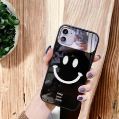 iPhone14 ケース ミラーケース スマホカバー 化粧鏡 スマイル