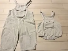 コーデュロイオーバーオール、ロンパースのセット（70cm100cm）