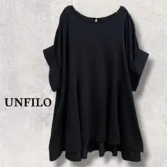 UNFILO アンフィーロ　Aラインカットソー　ブラウソー　ブラック　Mサイズのサムネイル