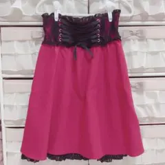 DearMyLove 夢展望 コルセット風フリルレースアップスカート 膝上丈