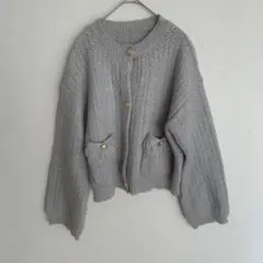 Alma Design ニットカーディガン グレー M レディース 金ボタン