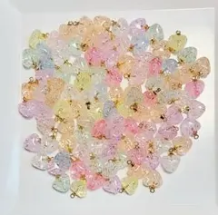 ハート・ハンドメイド・コネクター・ピアス・イアリング・コネクター・クラックル