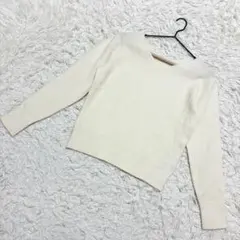 センスオブプレオス　Vネックニット　アンゴラ混　無地　シンプル　ホワイト　（F）