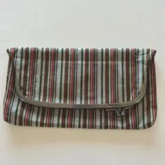 ストライプ 紬　クラッチバッグ 和装用