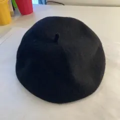 黒いウールベレー帽　冬用