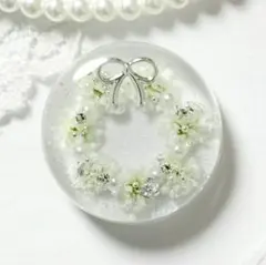 560可憐な♡レジンヘアゴム Xmas パール シルバーリボン リース