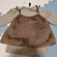 mamaraku ファーベスト付き長袖カットソー 110