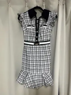 JEWELS チェック柄フリルタイトドレス Sサイズ