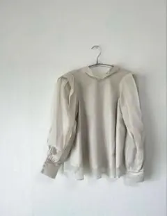 ＊美品＊SNIDELスナイデル シフォンスリーブブラウス/ベージュ フリーサイズのサムネイル