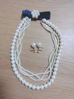 ホワイトパール ネックレス イヤリング セット
